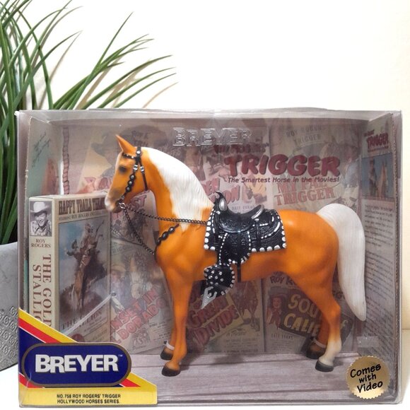 NEW Vintage 90s Roy Roger's Breyer #758 Brown White Horse & Video - Picture 1 of 11